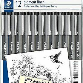 Staedtler Staedtler Pigment Liners 12 Pack Assorted Sizes SG Education