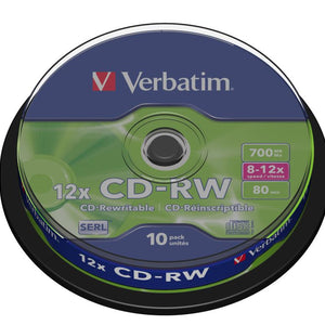 Verbatim Verbatim Rewritable Disc 700mb/80 Spindle 10 CD SG Education