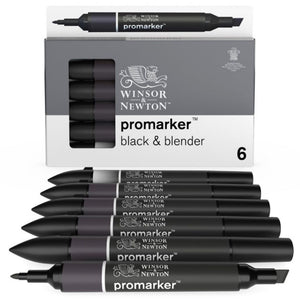 Winsor & Newton ART-PENCILS PENS & MARKERS W&N Promarker 5 Blacks + Blender Set SG Education