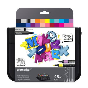 Winsor & Newton W&N Promarker Mixed Set Modern Lettering Wallet 24 Set SG Education