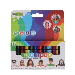 World of Colour ART-Seasonal World of Colour Colourpop Face & Body Paint Sticks 12 Pack SG Education