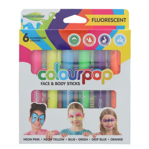 World of Colour ART-Seasonal World of Colour Colourpop Face & Body Paint Sticks Fluorescent 6 Pack SG Education