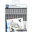 Picture of Staedtler Pigment Fine Liner Pack of 12 Assorted Line Widths