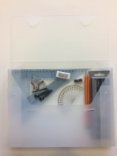 Picture of Strong Poly Box with 2 Part Compass, Clips & SG Set Squares (0 at Edge)