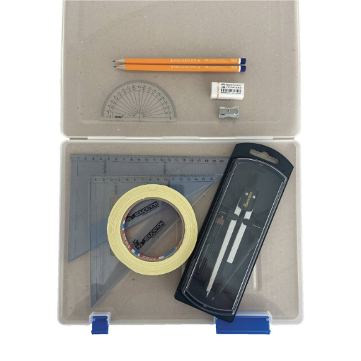 Picture of Tuff Box with Clutch Pencil Compass, Tape & SG Set Squares (0 at Edge)