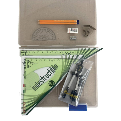 Picture of Tuff Box with Pen Holder Compass, Clips & Elastika Set Squares