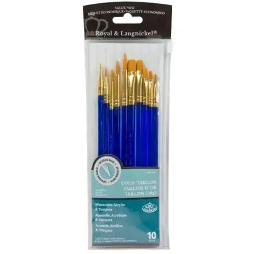 Picture of Royal & Langnickel Synthetic Gold Taklon Brushes Set of 10