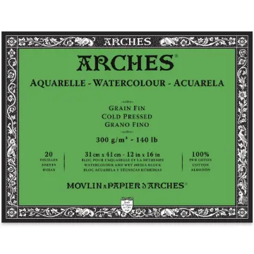 Aquarelle Arches Watercolor Block 8x8 140lb Rough Pure Cotton Paper 20  Sheets for sale online
