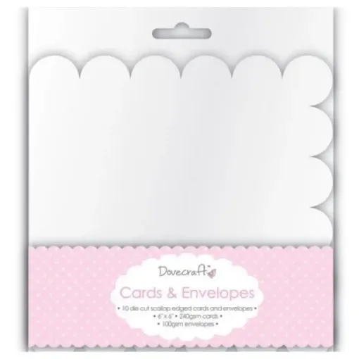 Picture of Dovecraft Scallop Edged Cards & Envelopes 6"x6" Pack of 10