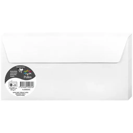 Picture of Pollen Iridescent White DL Adhesive Strip Envelopes Pack of 20