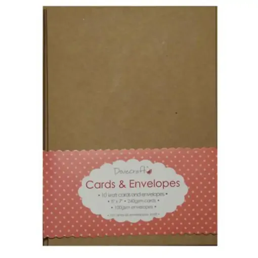 Picture of Dovecraft Kraft Brown Cards & Envelopes 5"x7" Pack of 10