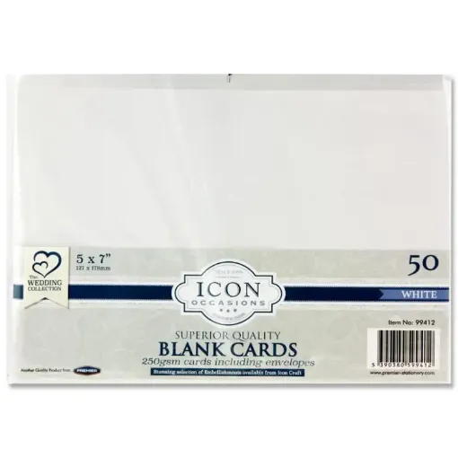 Picture of White Cards & Envelopes 5"x7" Pack of 50