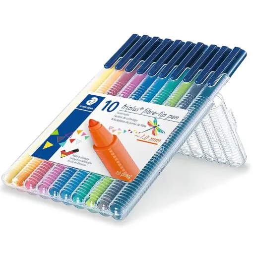 Picture of Triplus Assorted Colour Fibre-Tip Pens 1.0mm Pack of 10