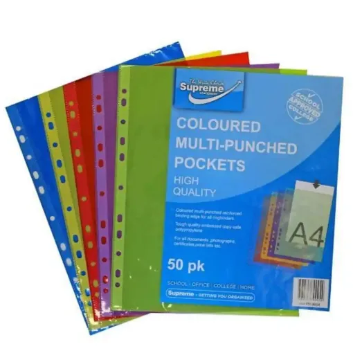 Picture of Supreme A4 Polypockets Assorted Colours Pack of 50