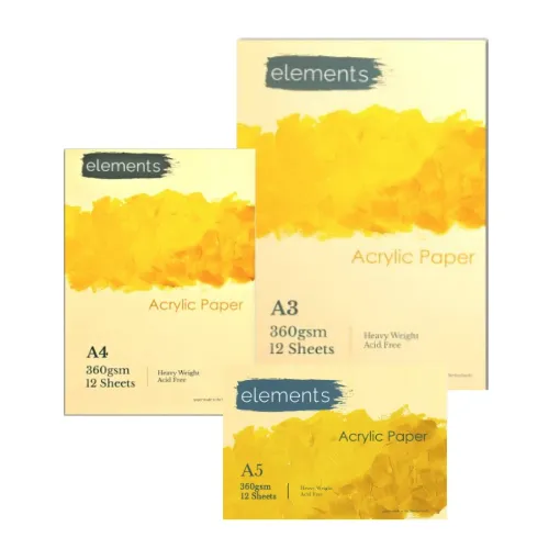 Picture of Elements Acrylic Pad 360gsm 12 Sheets Range