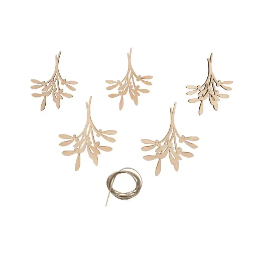 Picture of Rayher Wooden Decoration Mistletoe (Pack of 5)