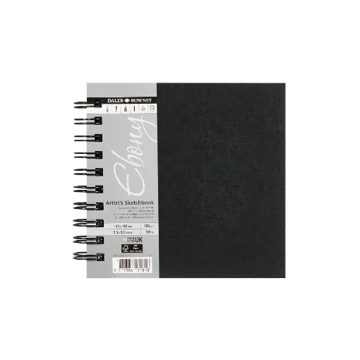 Picture of Daler Rowney Ebony Sketchbook Wire-bound 160g 14x14cm - 54 Sheets