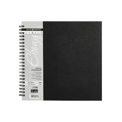 Picture of Daler Rowney Ebony Sketchbook Wire-bound 160g 30x30cm - 54 Sheets