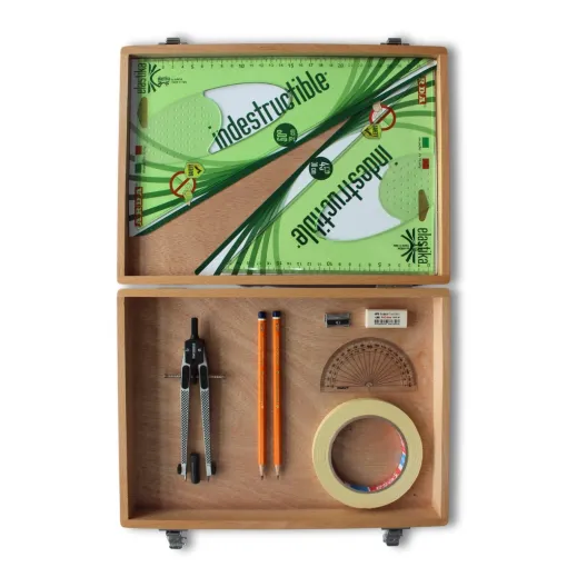 Picture of Wooden Box with Tape & Elastika Set Square